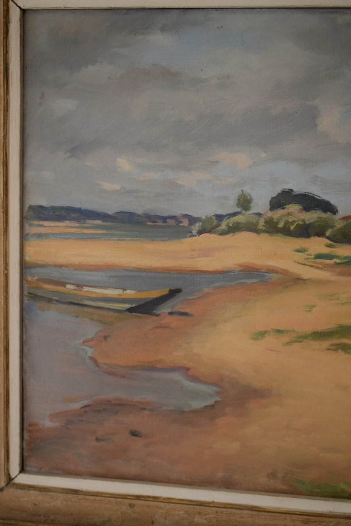 Tableau de Gaston Vaudou " Bord de la Loire "-photo-2