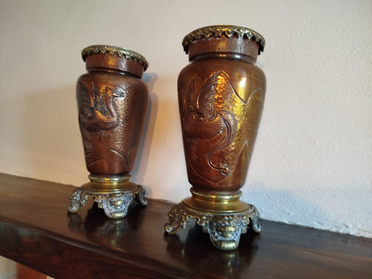 Pair Of Japanese Meiji Edo Vases-photo-3