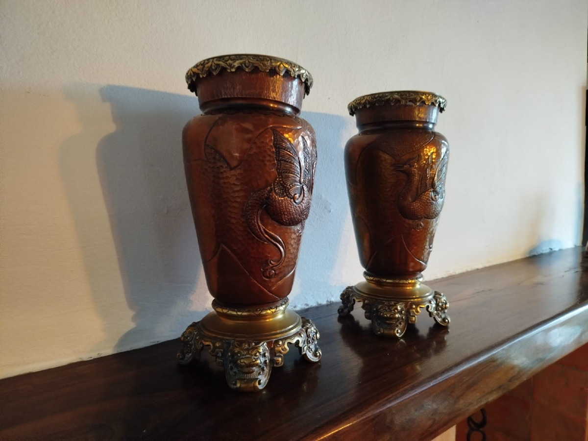 Pair Of Japanese Meiji Edo Vases-photo-8