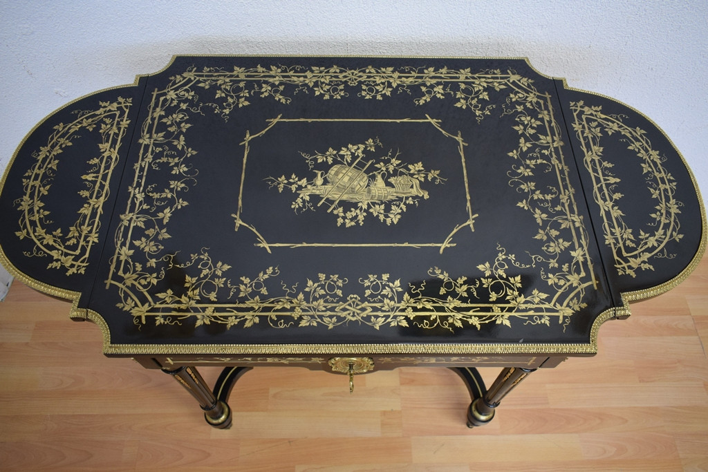 Table à volets Napoléon III à décor de feuilles de vignes-photo-2