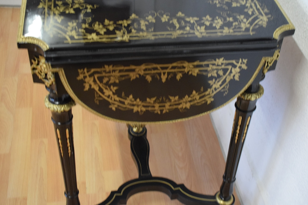 Table à volets Napoléon III à décor de feuilles de vignes-photo-7