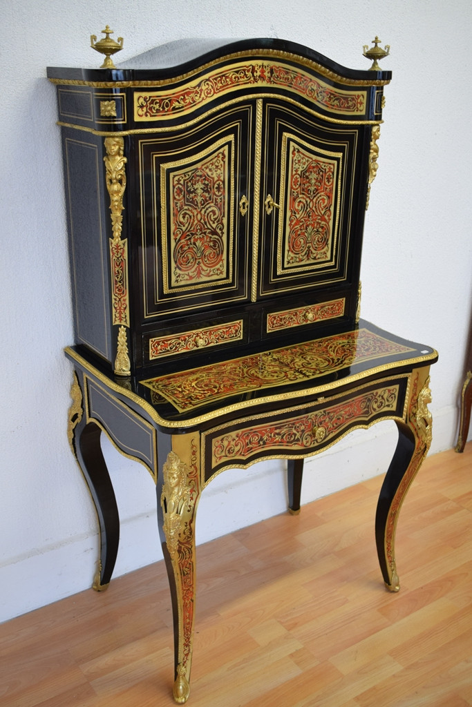 Bonheur du jour en marqueterie Boulle Napoléon III-photo-2