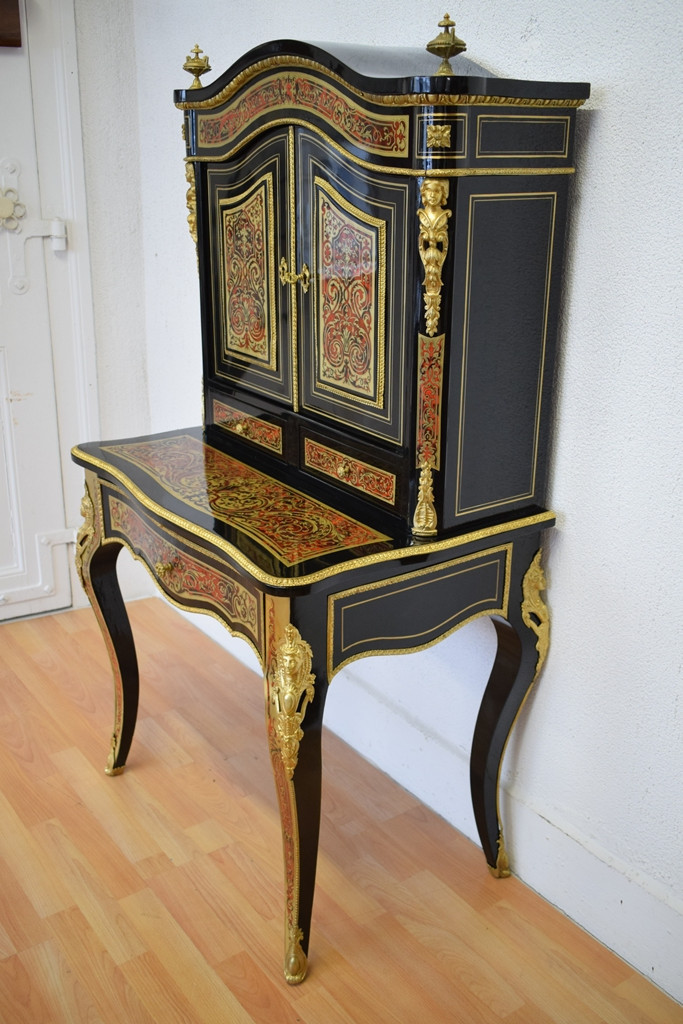 Bonheur du jour en marqueterie Boulle Napoléon III-photo-3