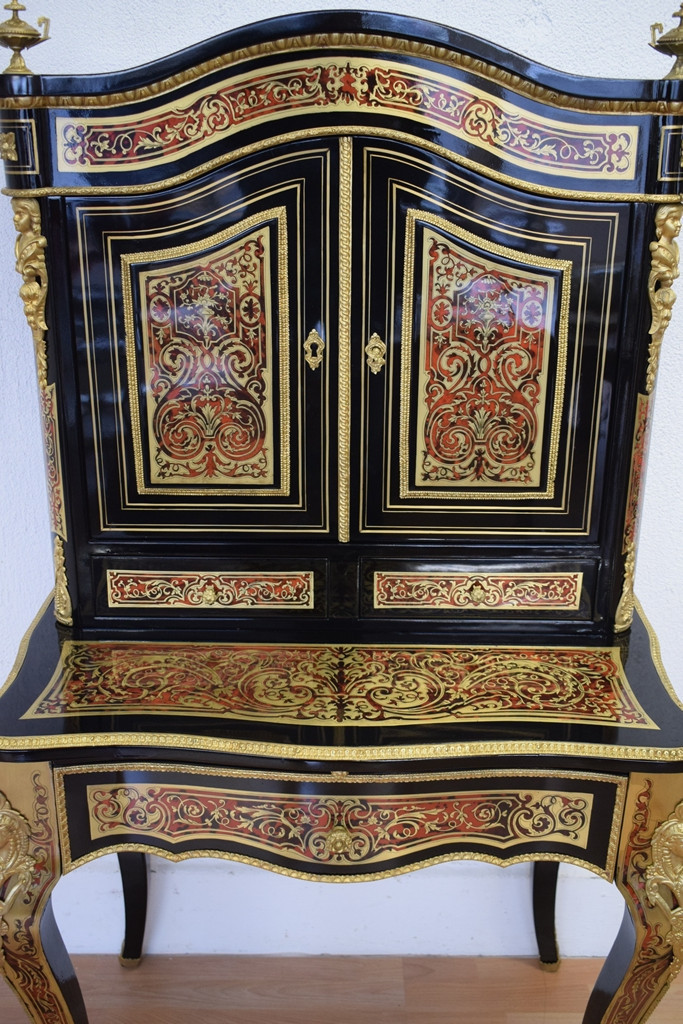 Bonheur du jour en marqueterie Boulle Napoléon III-photo-4