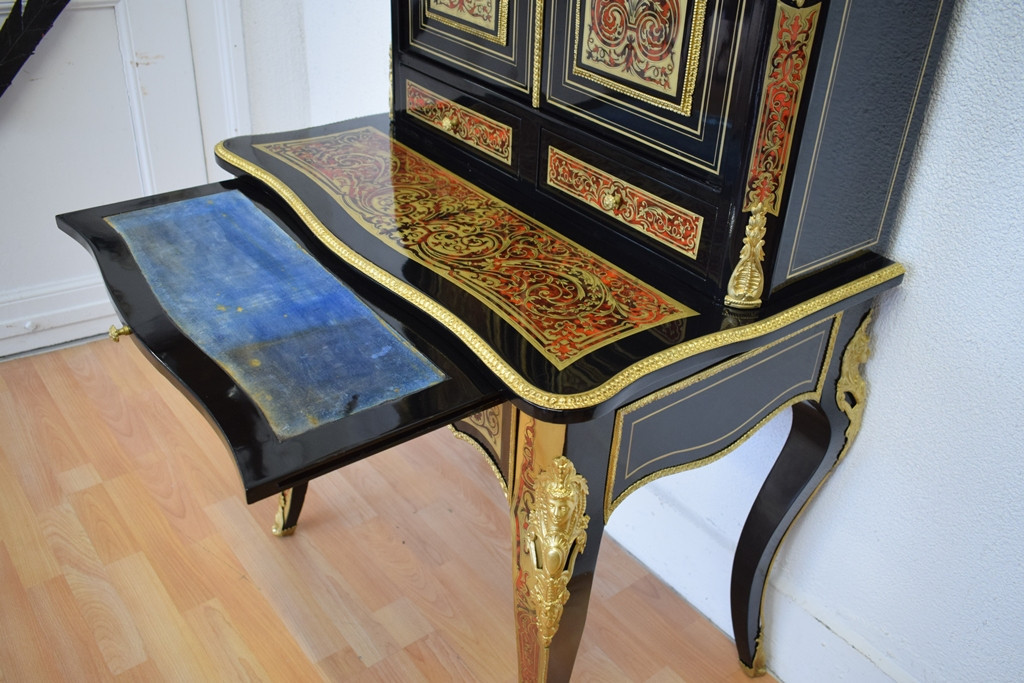 Bonheur du jour en marqueterie Boulle Napoléon III-photo-4