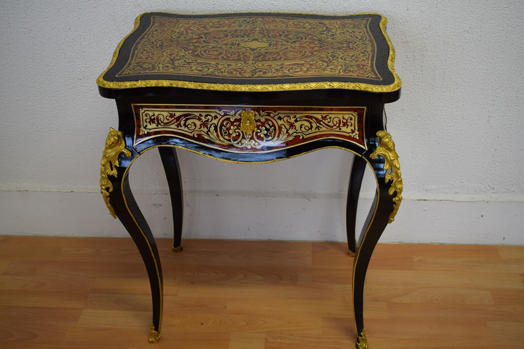 Travailleuse Napoléon III avec marqueterie Boulle-photo-2