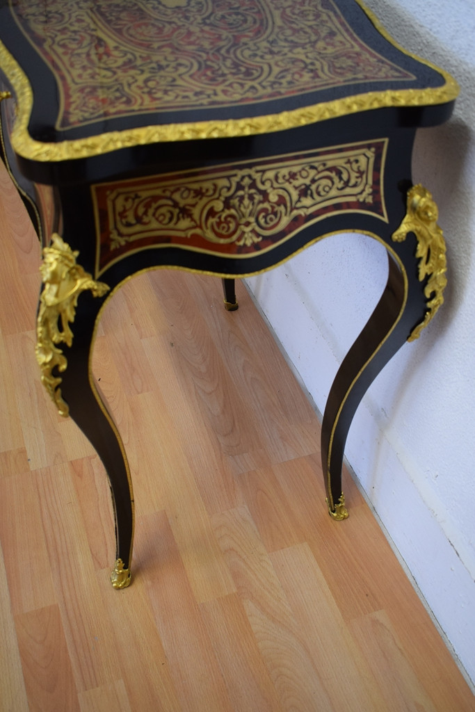 Travailleuse Napoléon III avec marqueterie Boulle-photo-3