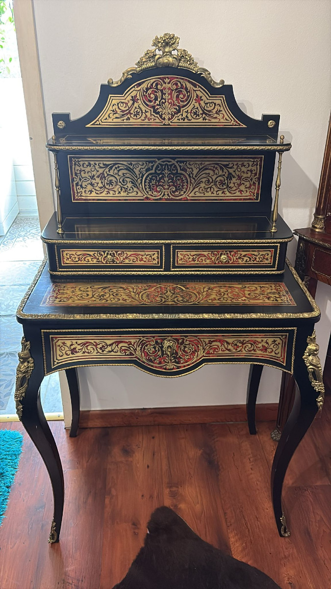 Bonheur Du Jour In Boulle Marquetry, From The Napoleon III Period-photo-2