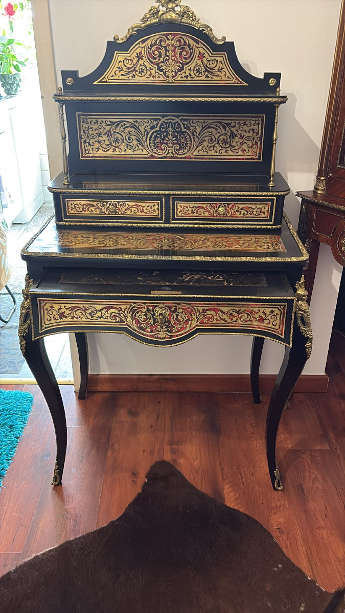 Bonheur Du Jour In Boulle Marquetry, From The Napoleon III Period-photo-3