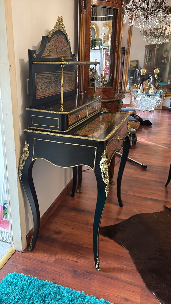 Bonheur Du Jour In Boulle Marquetry, From The Napoleon III Period-photo-4