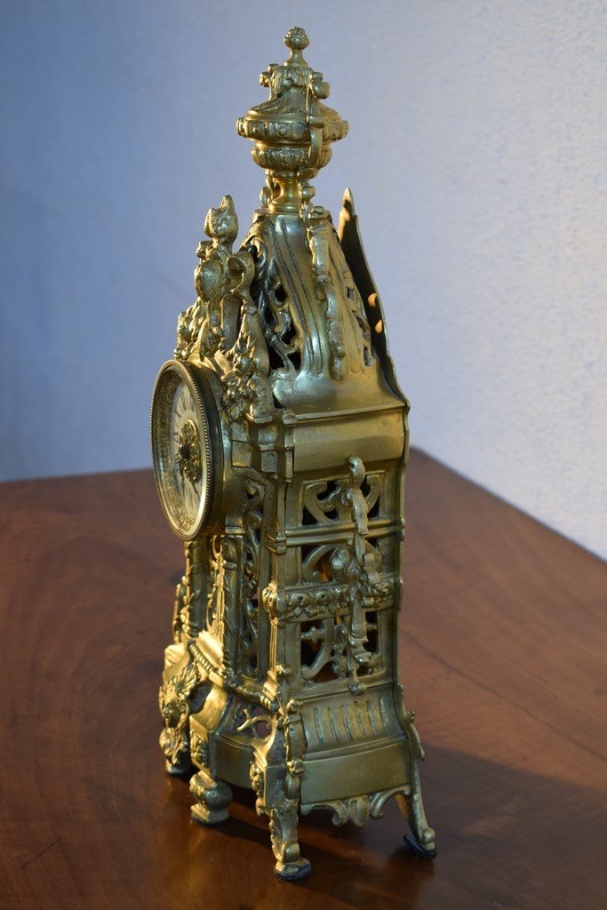 Pendulum In Gothic Style Bronze.-photo-3