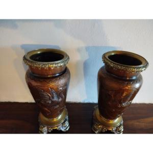 Paire de vase japonais Meiji Edo
