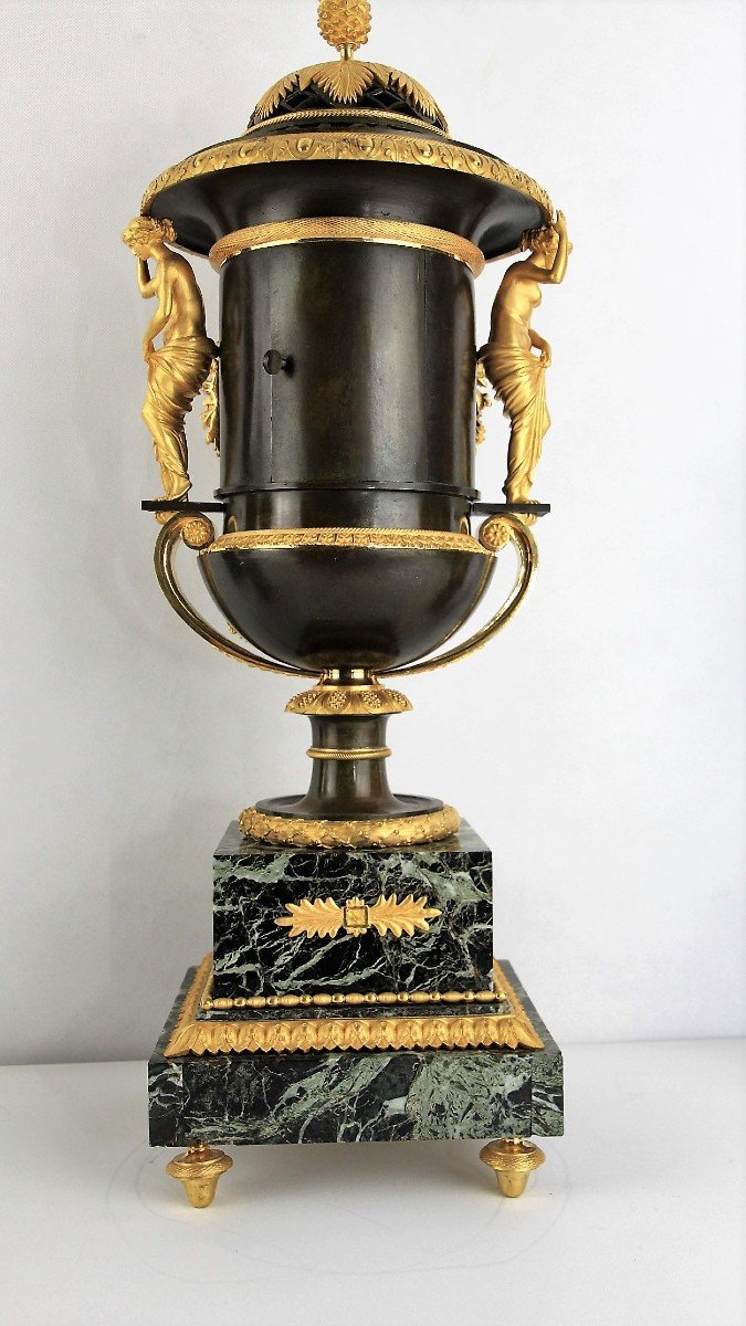 Pendule De Cheminée Antique Empire Français Avec Deux Vases Modèle Thomire-photo-7