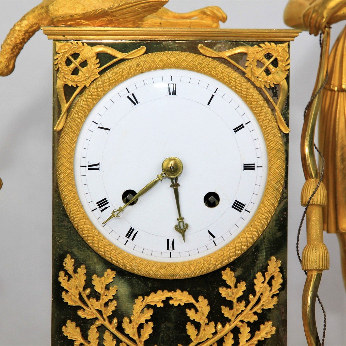 Pendule de cheminée Empire française antique "Diane la déesse de la chasse"-photo-3