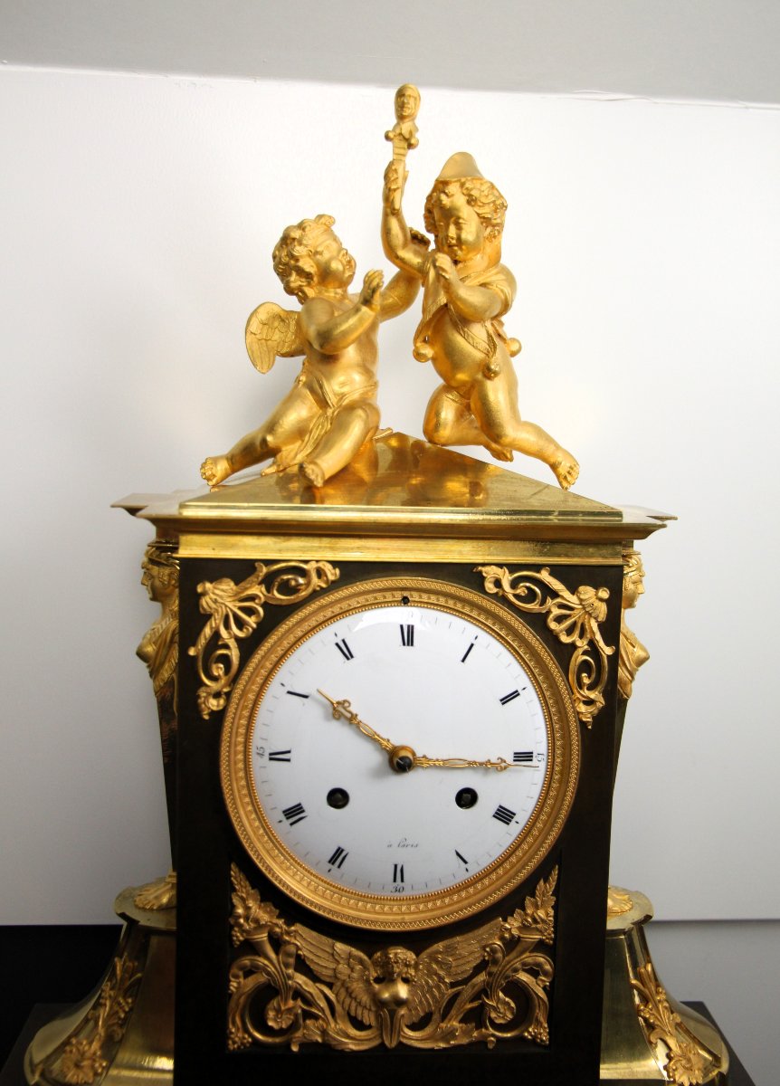 Empire Mantel Clock "children Playing" -photo-3