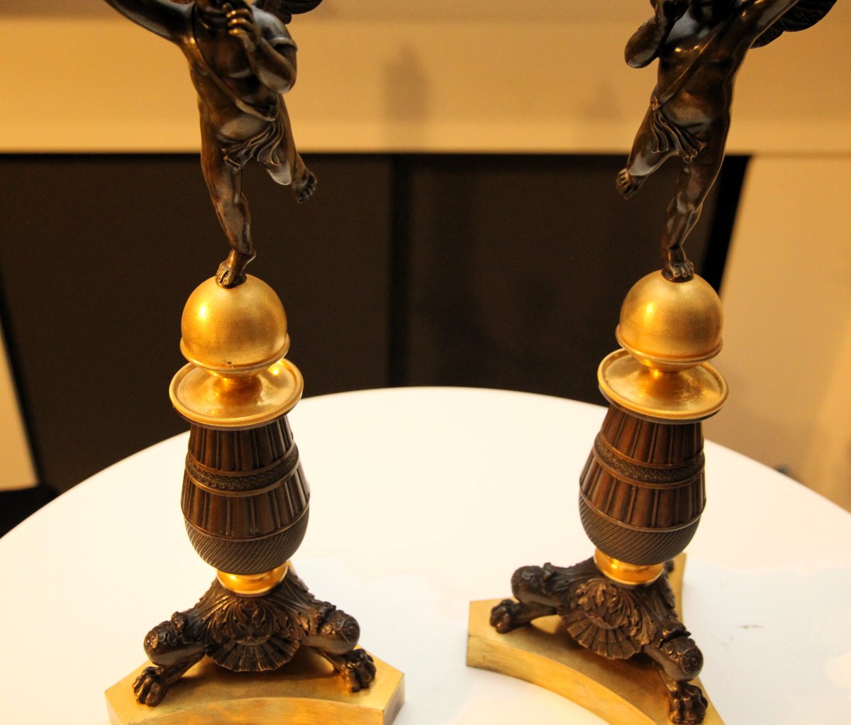 Ensemble de bougeoirs Matériau : Bronze France, 1820-photo-3