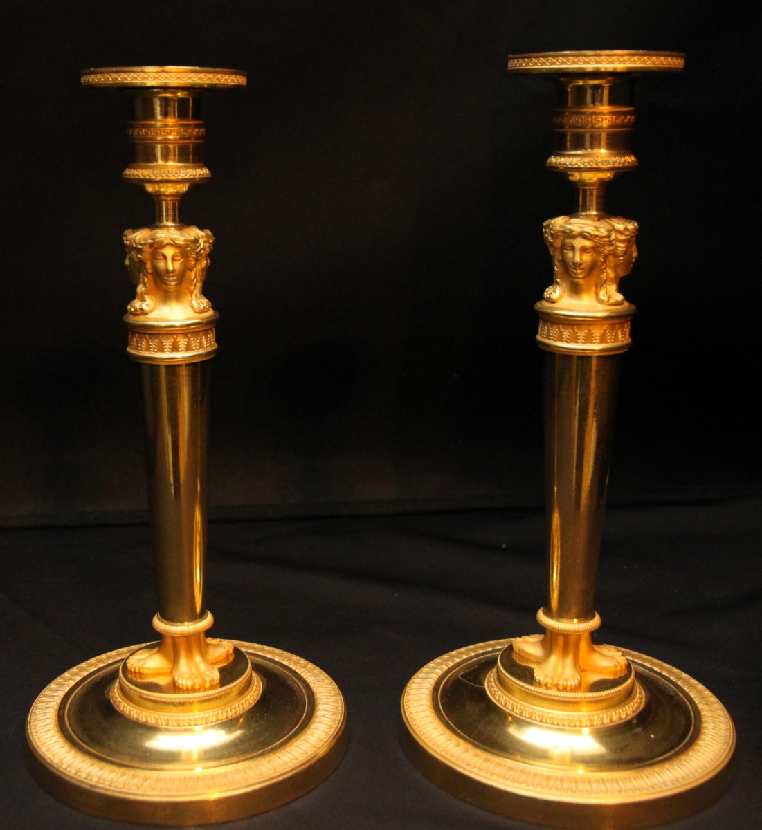 Empire Gilt Bronze Candlesticks, Attributed To Claude Galle