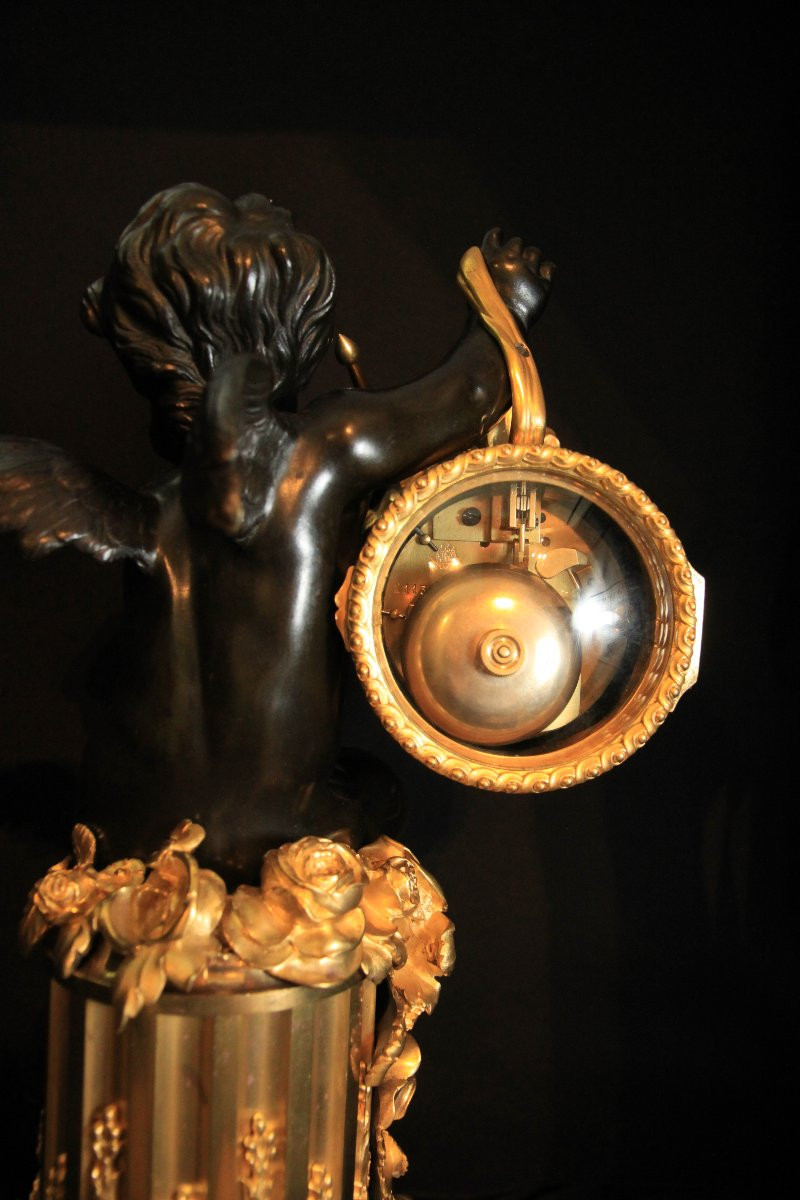 Pendule doré et patiné Époque Napoléon III 1860-photo-2