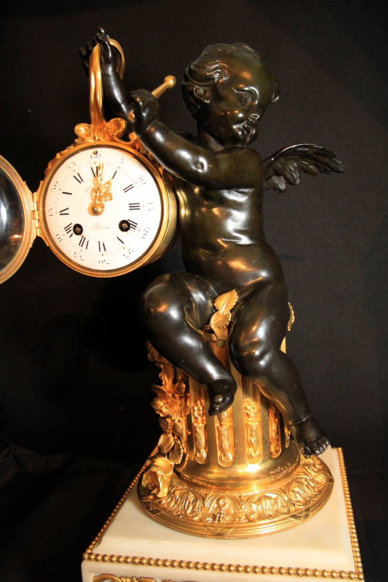 Pendule doré et patiné Époque Napoléon III 1860-photo-2