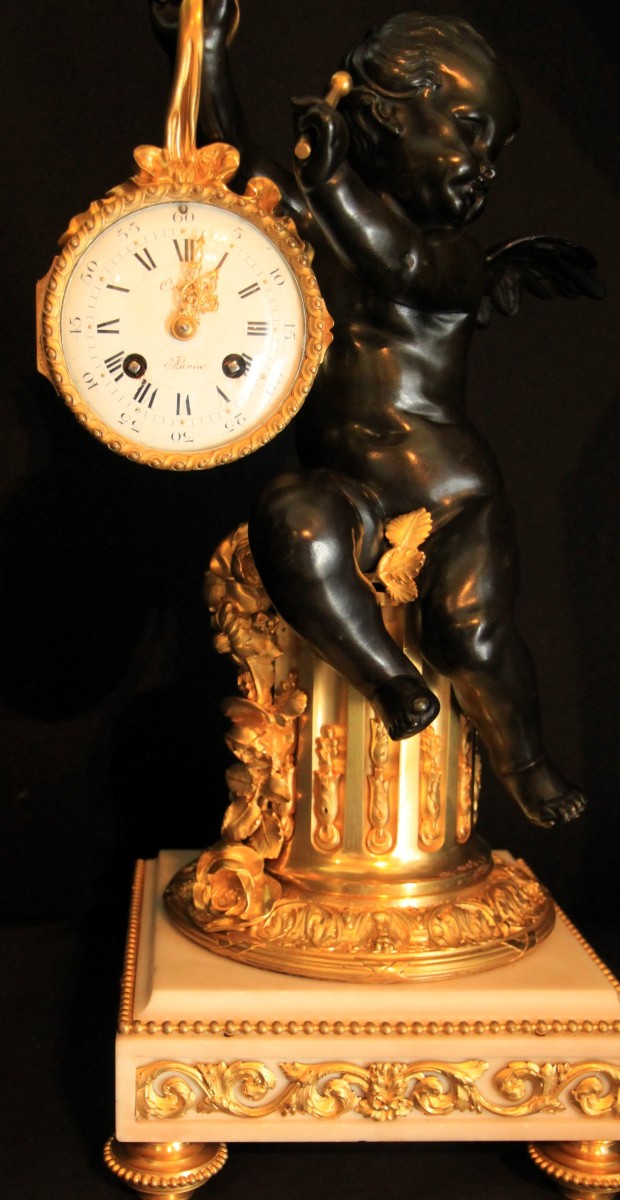 Pendule doré et patiné Époque Napoléon III 1860