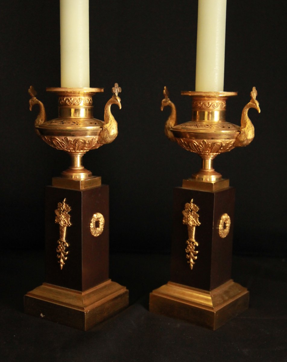  Empire-style Wall Sconces With Candle Holders-photo-3