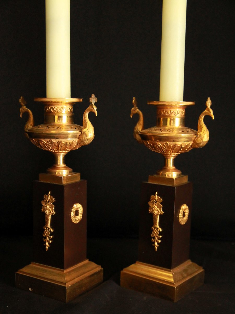  Empire-style Wall Sconces With Candle Holders-photo-3