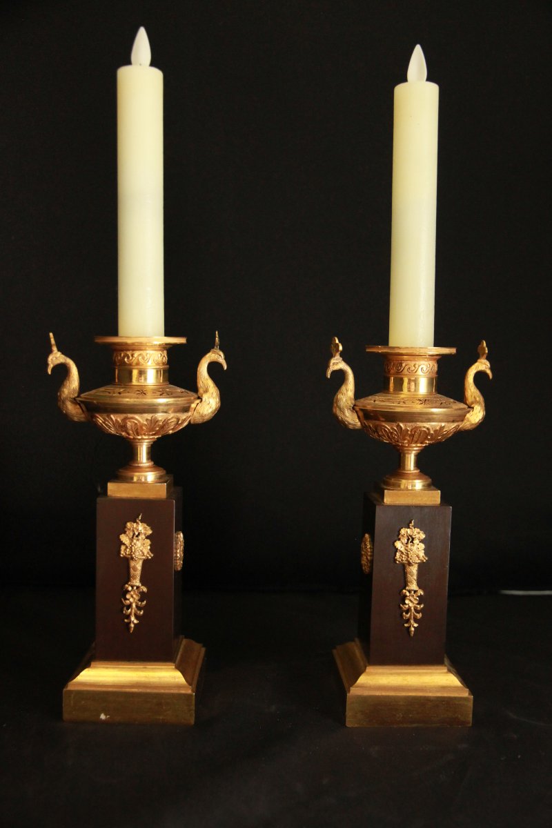  Empire-style Wall Sconces With Candle Holders-photo-4