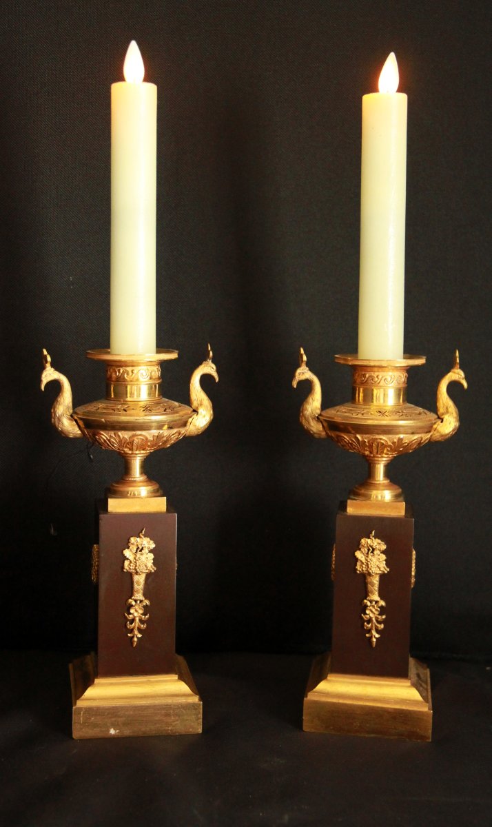  Empire-style Wall Sconces With Candle Holders