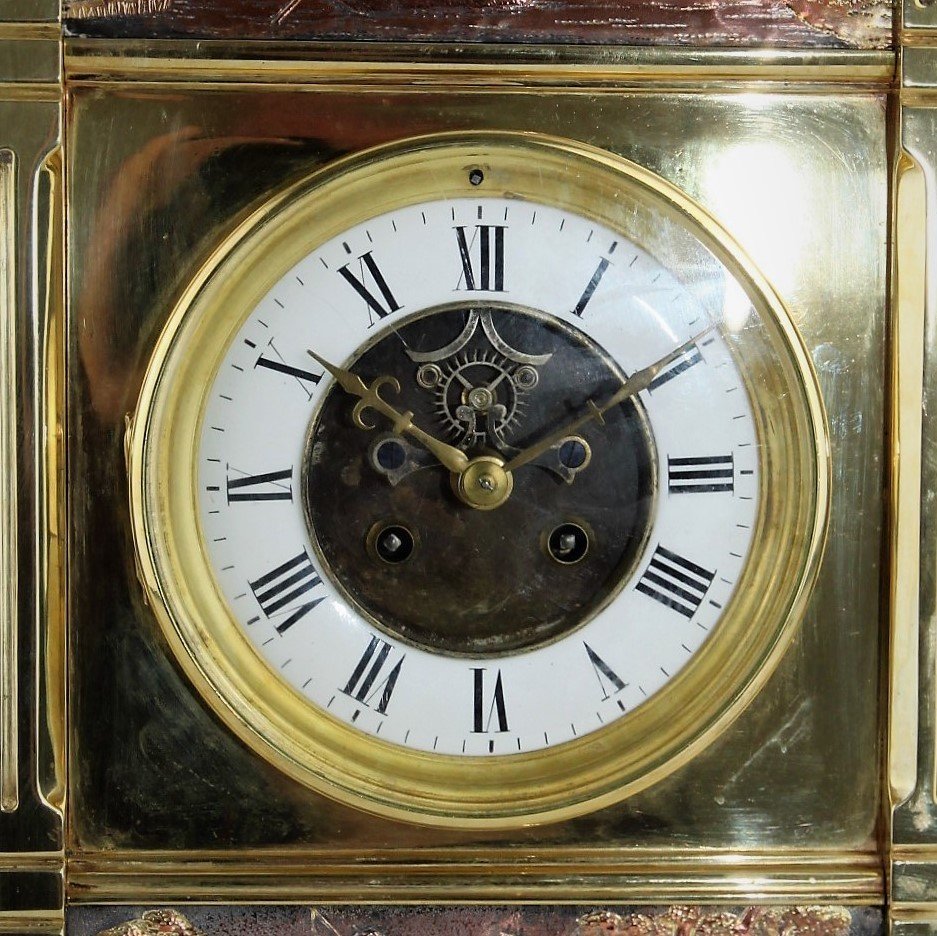 Antique French Mantel Clock Set With Elephant Vases-photo-4