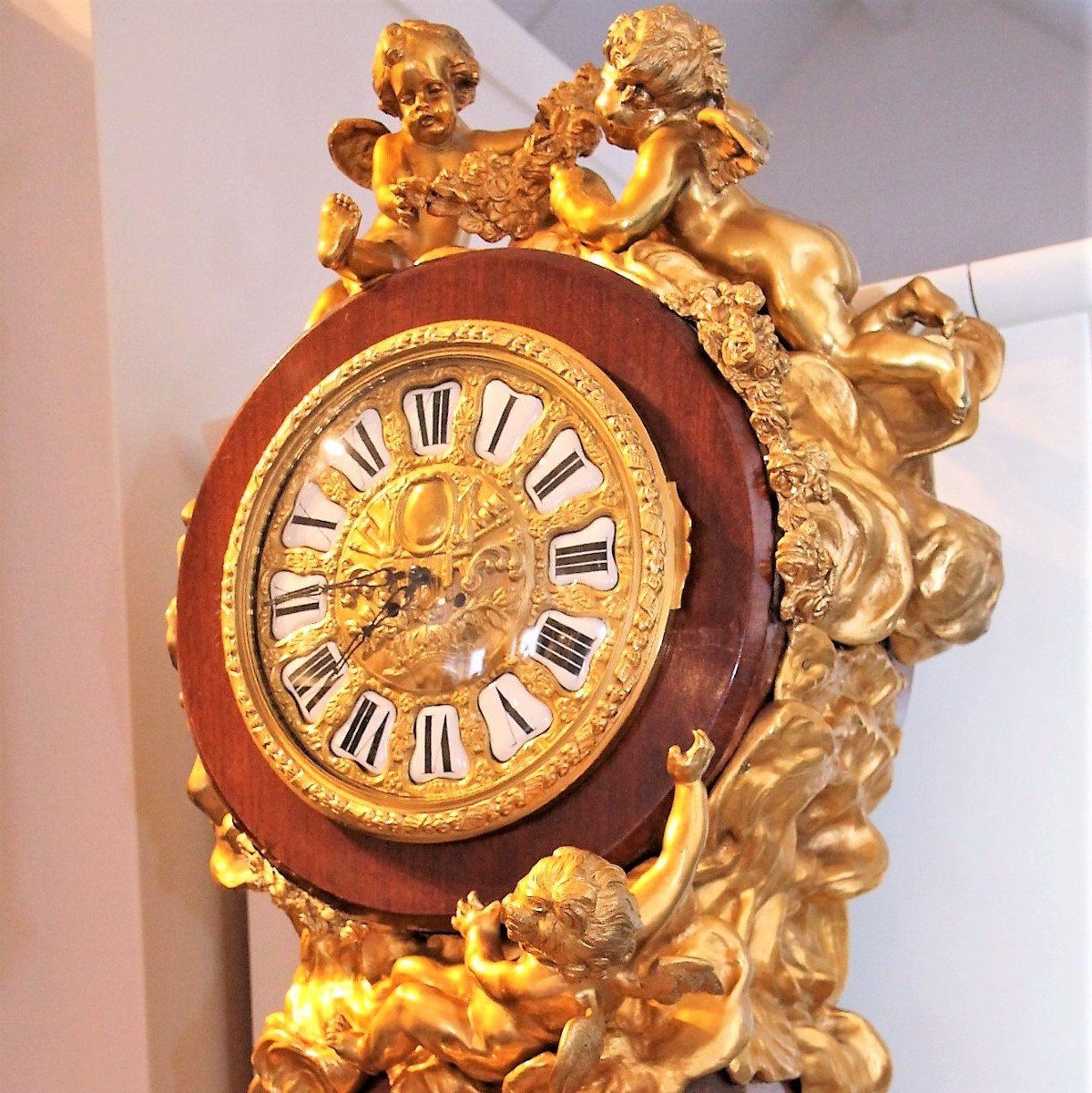 French 19th Century Louis XVI Style Ormolu-mounted Pedestal Clock-photo-4