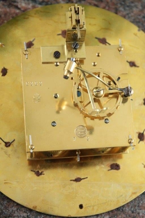 Antique Mahogany Cartel French Wall Clock Ormolu Gilt Bronze-photo-7
