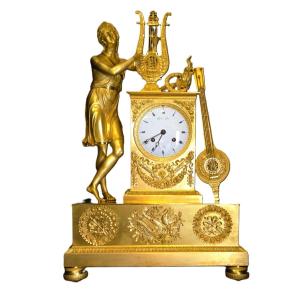 Empire Mantel Clock With Harp France Anno 1810-1820