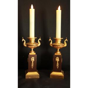  Empire-style Wall Sconces With Candle Holders