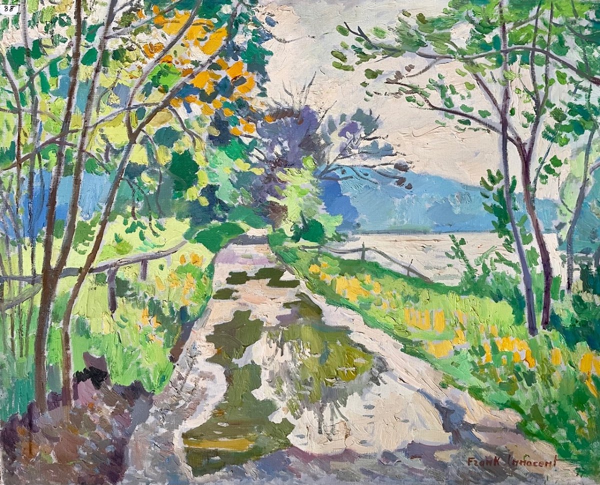 Franck Innocent 1912-1983 "edge Of The Seine In Spring At Ormaie"