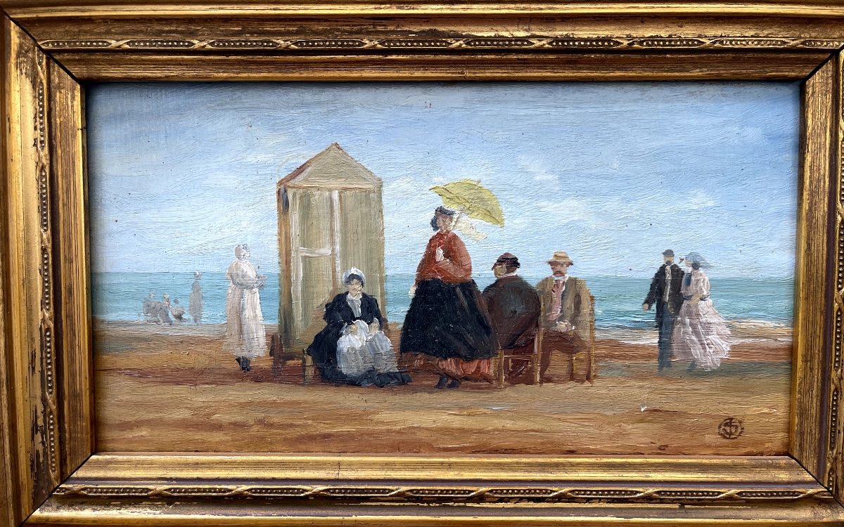 Ecole française XIXè "Scène de plage"