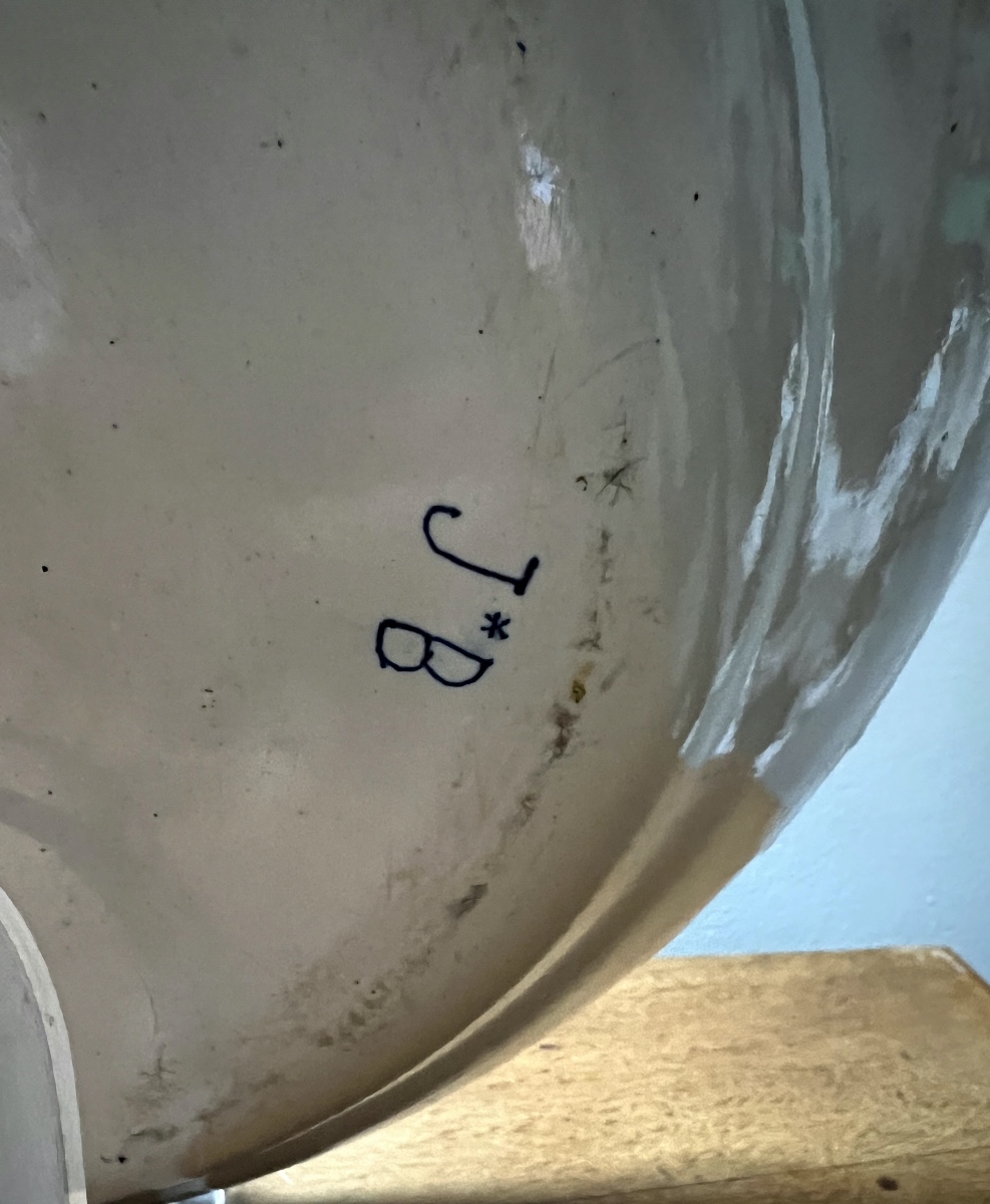 Lille 18th Century Earthenware Dish With Blue Monochrome Decoration, Diameter 32 Cm-photo-2