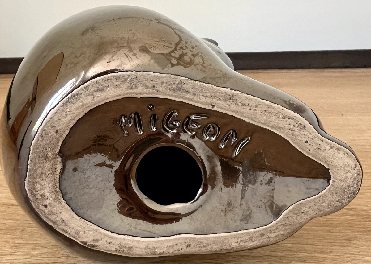 Jacques Migeon Sitting Cat In Gilded Bronze-colored Enameled Ceramic -photo-2