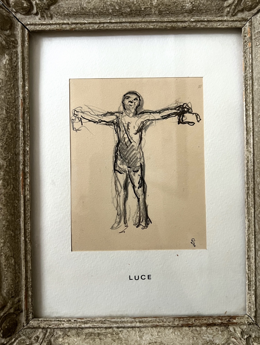 Maximilien Luce (1858-1941) The Weightlifter Pencil And Indian Ink Drawing Monogram