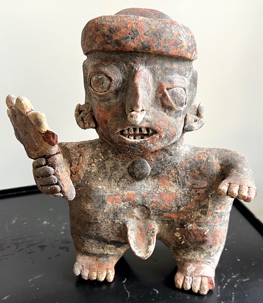 MEXIQUE culture NAYARIT , Ixtlan Del Rio ça 100 av J.C couple assis en céramique rouge -photo-2