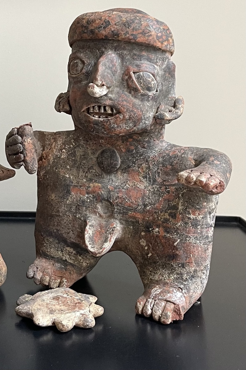 MEXIQUE culture NAYARIT , Ixtlan Del Rio ça 100 av J.C couple assis en céramique rouge -photo-3