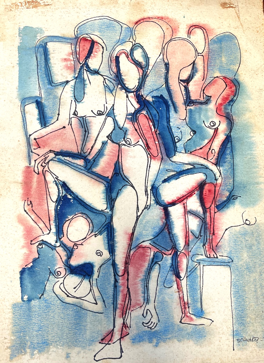 Ecole moderne signée SCHWARTZ - Composition abstraite