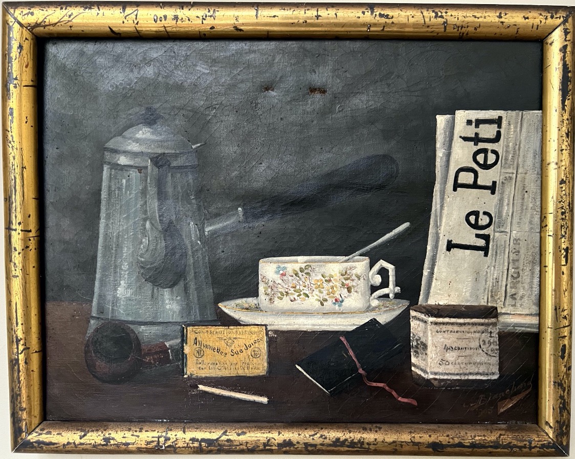 A .Blanchard- Huile sur toile  " Nature morte à la chocolatière" signée et datée 1905