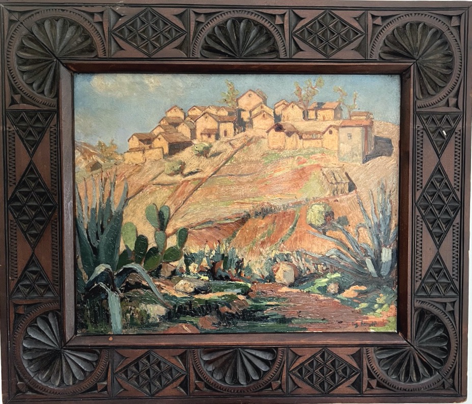 Roger Bernet  1903–1984 View Of A Village In Algeria Hst, Signed Lower Right