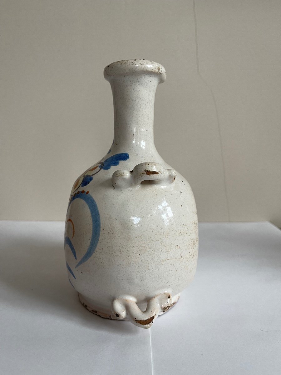 LE CROISIC fin  XVIIè - Gourde en faïence à décor polychrome  d'une fleurette -photo-2