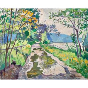 Franck Innocent 1912-1983 "edge Of The Seine In Spring At Ormaie"