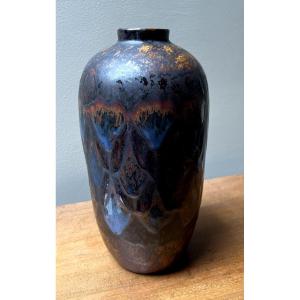  Limoges fabrique THARAUD -Vase 1930 en porcelaine polychrome   