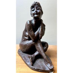 Jeanine PETRES XXE "Jocelyne" sculpture en bronze a patine brune  fonte à cire perdue 1/8 Crest