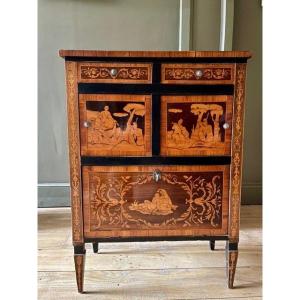 Italy XVIII - Small Piedmontese Cabinet In Marquetry