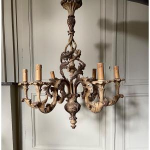 Lustre En Bois Sculpté - Style Louis XV