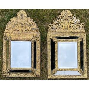 2 Miroirs Ep Napoléon III ,cuivre Repoussé 